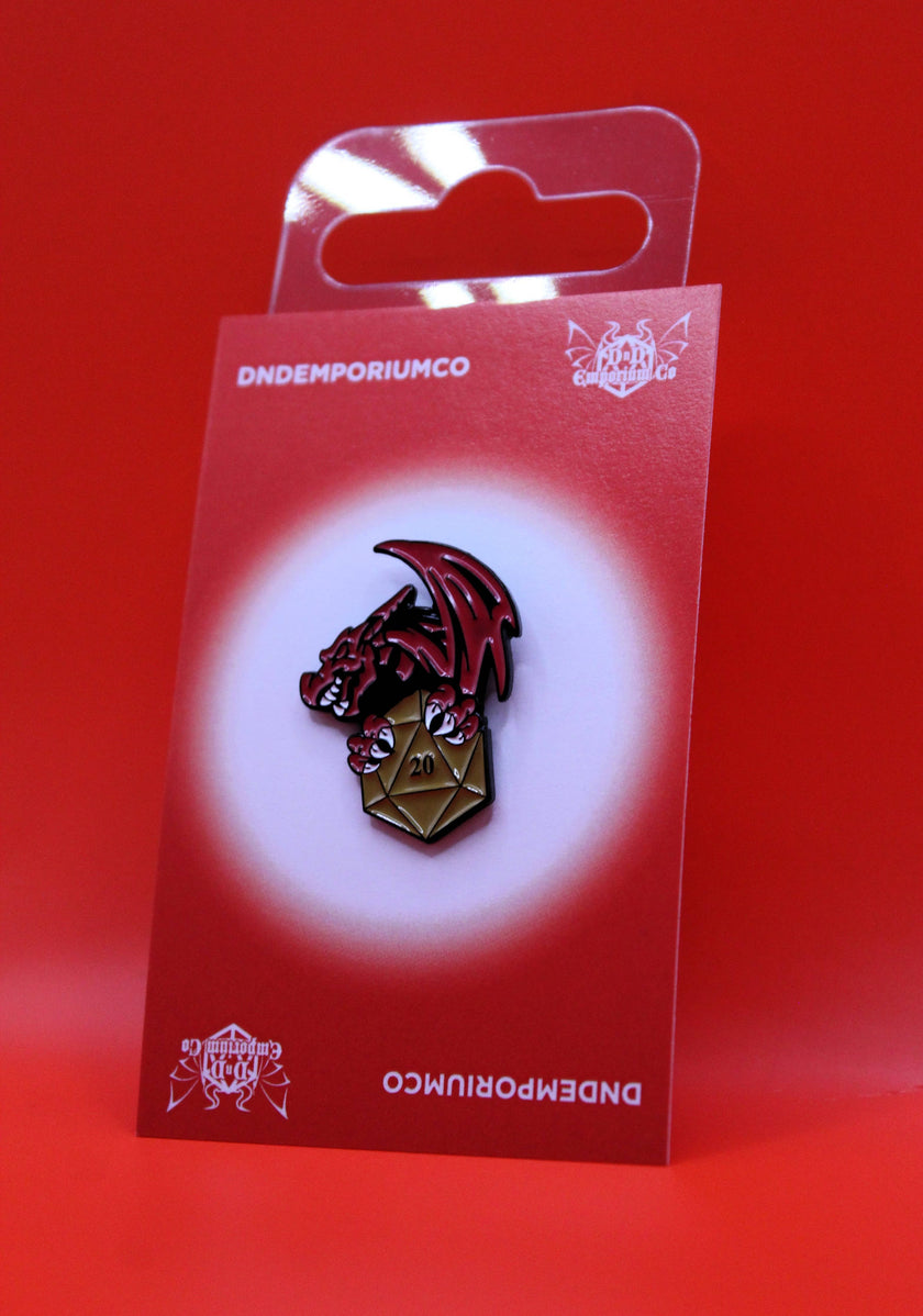 Dragon Holding D20 Enamel Pin Badge | 1 Pcs Metal Pin