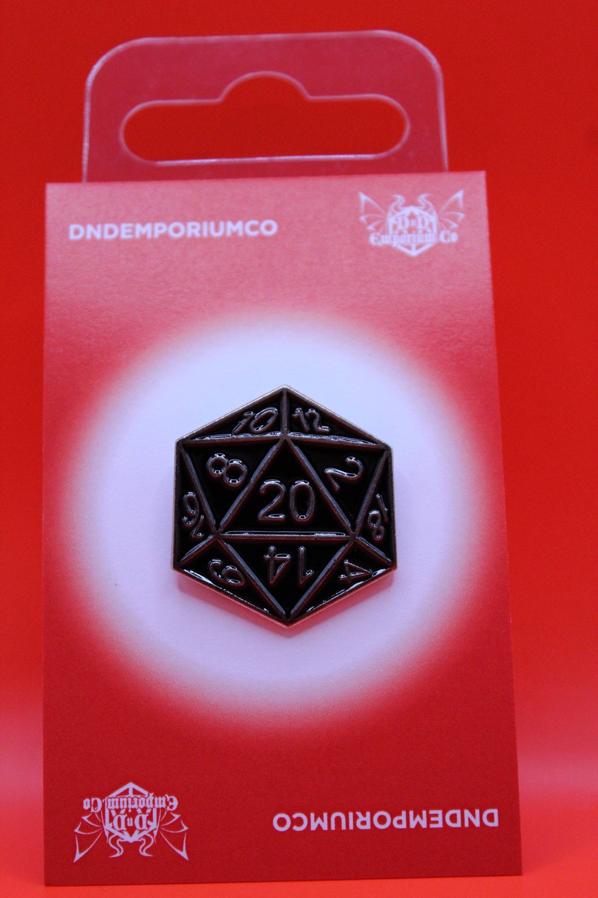 D20 Black and Silver Enamel Pin Badge | 1 Pcs Metal Pin