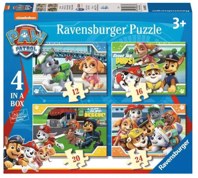 Ravensburger Paw Patrol 4 in a Box (12, 16, 20, 24 piece) Jigsaw Puzzles - Refresh