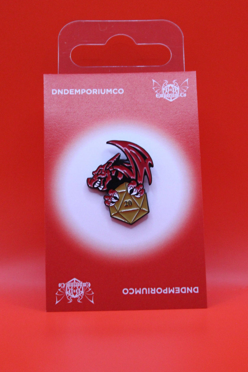Dragon Holding D20 Enamel Pin Badge | 1 Pcs Metal Pin