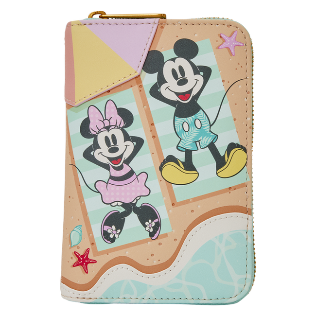 Mickey & Minnie Beach Fun Zip Around Wallet LOUNGFLY