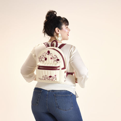 Loungefly Cream & Red Floral Mini Backpack