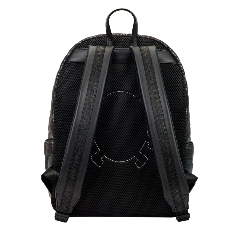 Spider-Man Black & White Suit Cosplay Quilted Full-Size Backpack - LOUNGEFLY