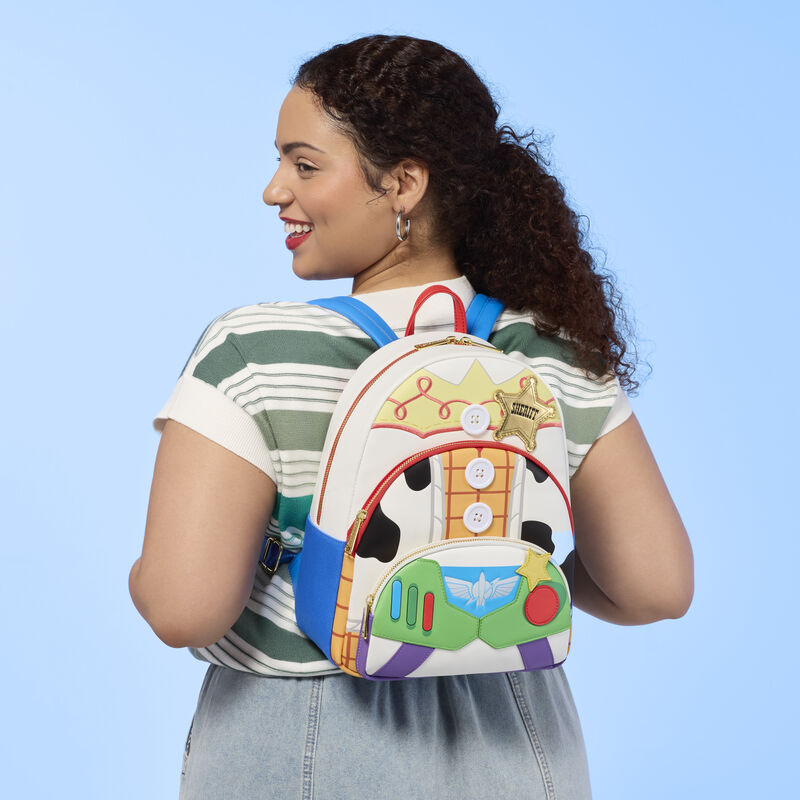 Loungefly - Toy Story 5 Triple Pocket Jessie, Woody, & Buzz Mini Backpack