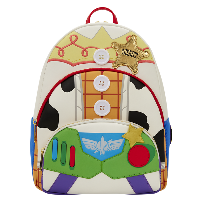 Loungefly - Toy Story 5 Triple Pocket Jessie, Woody, & Buzz Mini Backpack