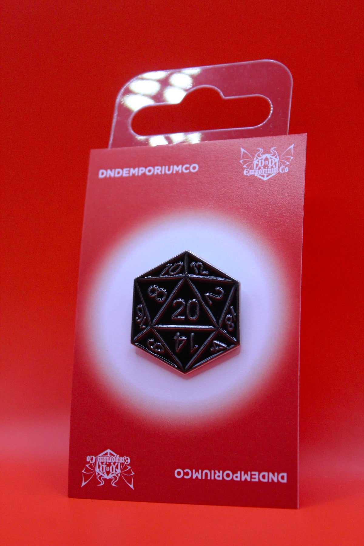 D20 Black and Silver Enamel Pin Badge | 1 Pcs Metal Pin