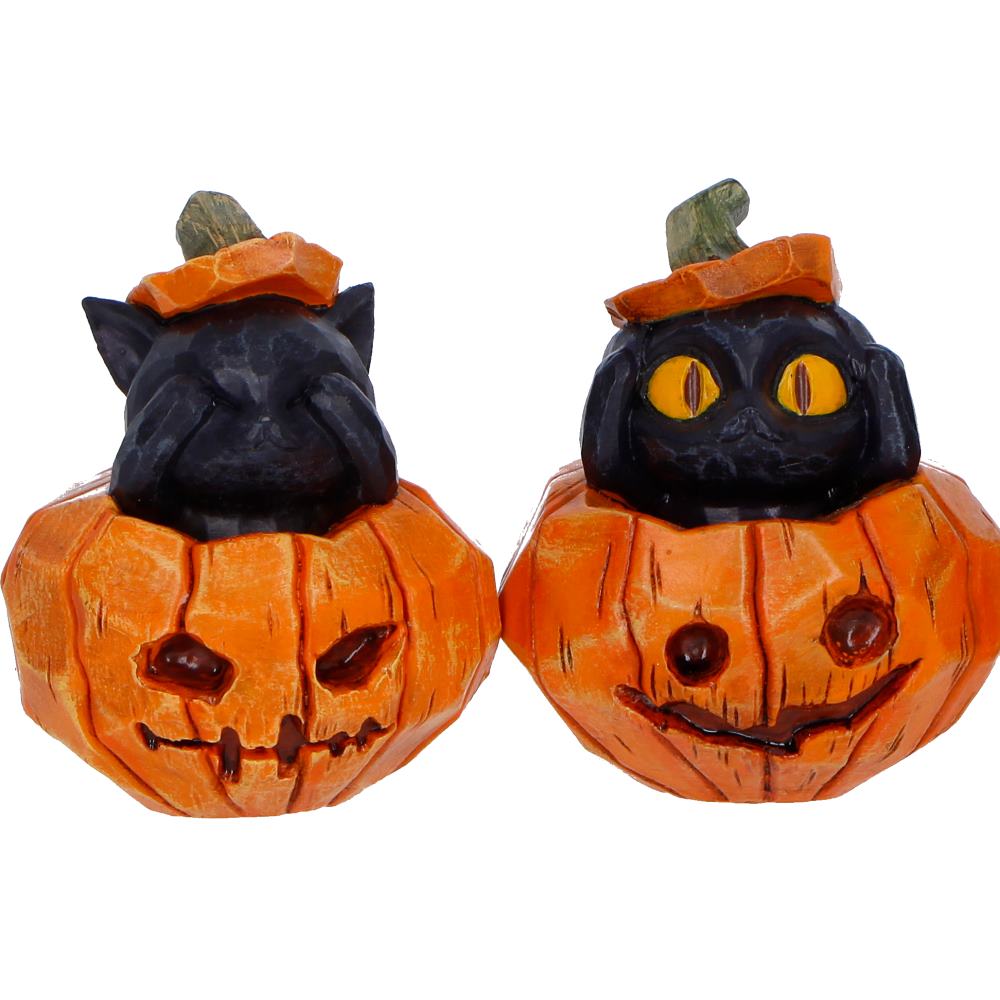 Three Wise Pumpkin Patch Three Wise Halloween Pumpkin Patch Cats 7.7cm NEMESIS NOW