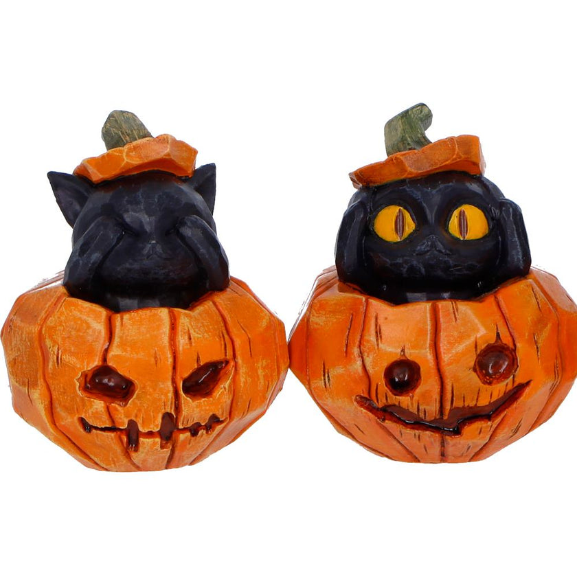 Three Wise Pumpkin Patch Three Wise Halloween Pumpkin Patch Cats 7.7cm NEMESIS NOW