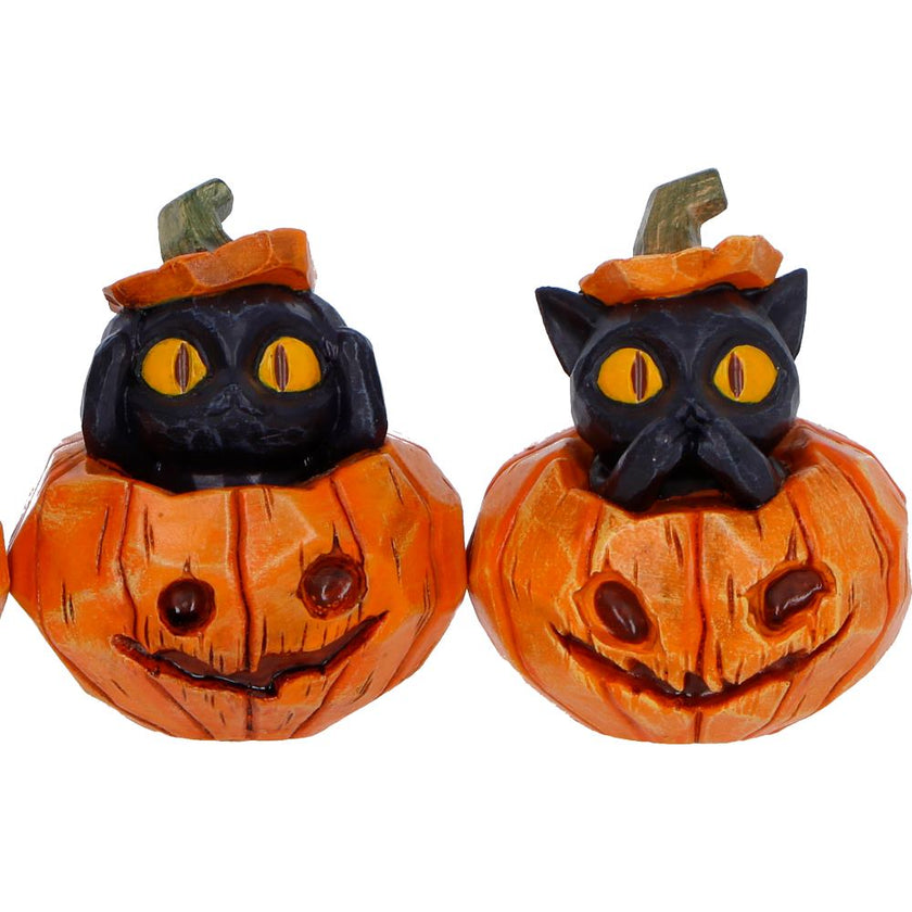 Three Wise Pumpkin Patch Three Wise Halloween Pumpkin Patch Cats 7.7cm NEMESIS NOW